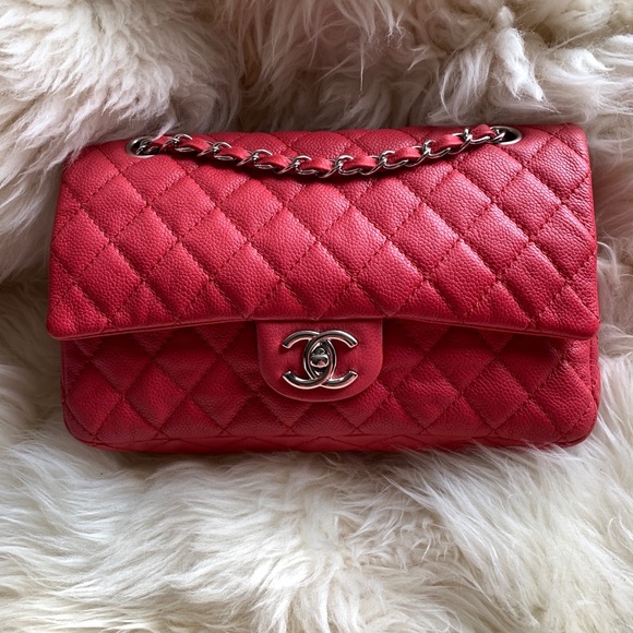 Authentic CHANEL Caviar Red Double Flap Bag - Picture 13 of 13